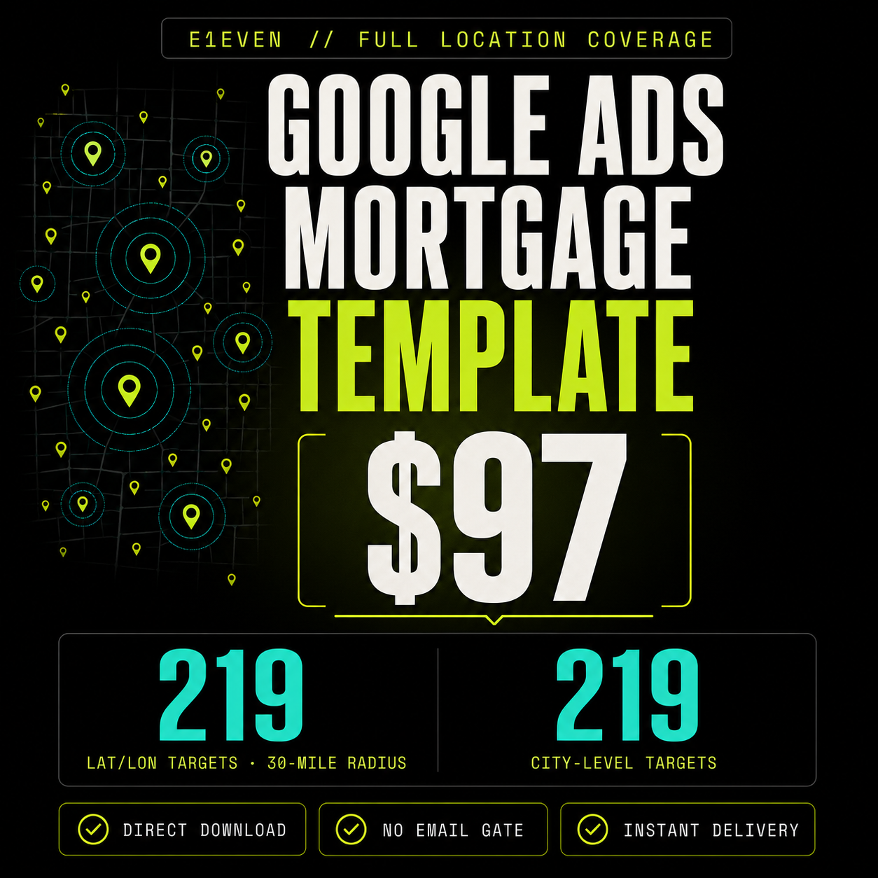 E1even Google Ads Mortgage Template - $97