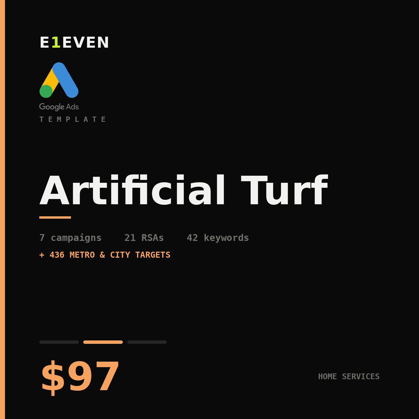 Artificial Turf Google Ads Template - $97