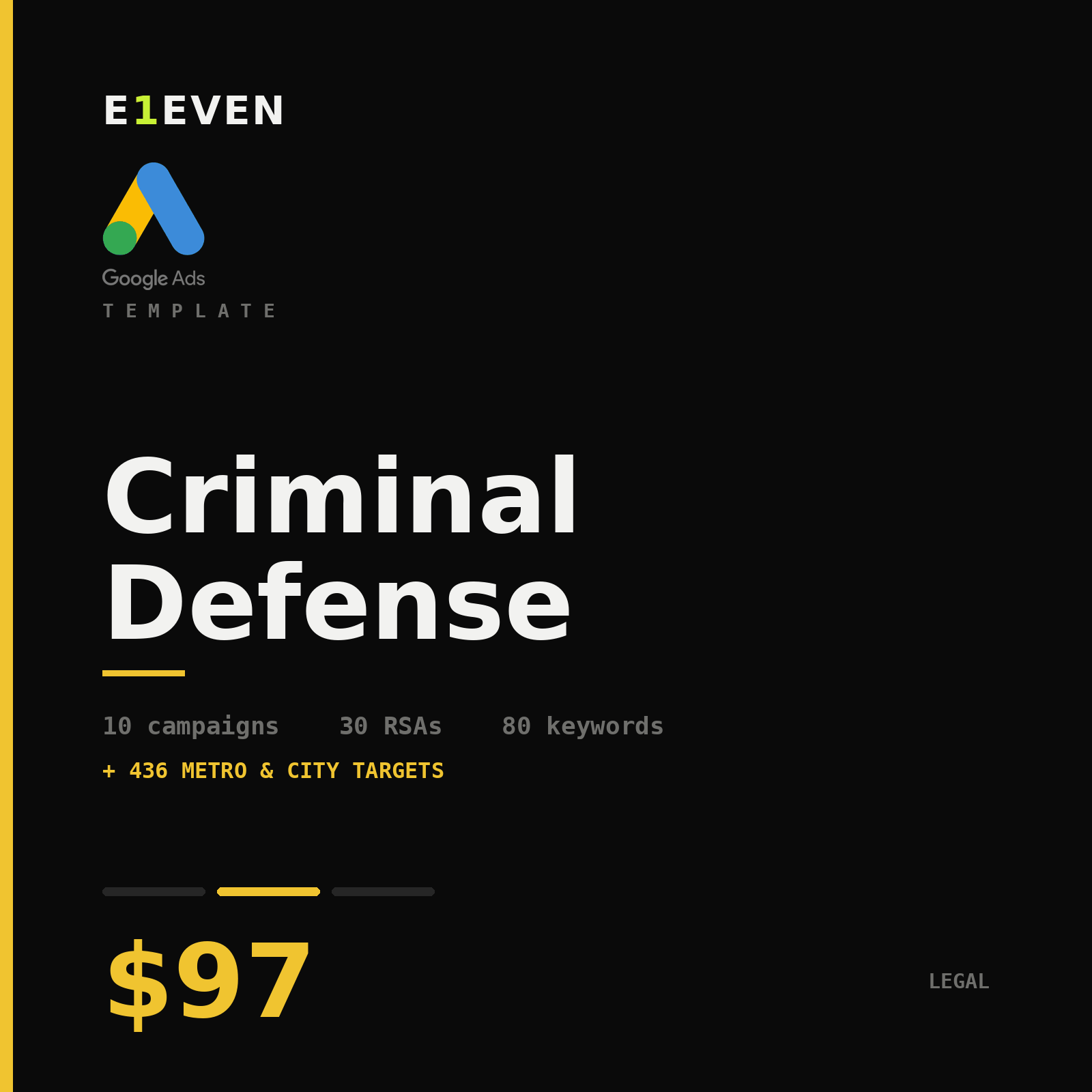 Criminal Defense Google Ads Template - $97
