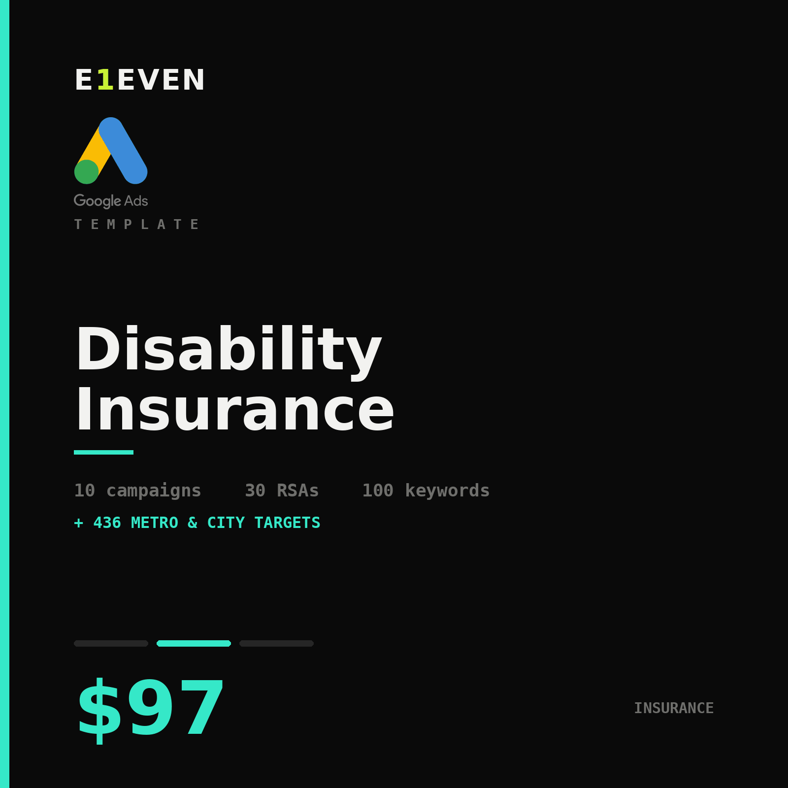 Disability Insurance Google Ads Template - $97
