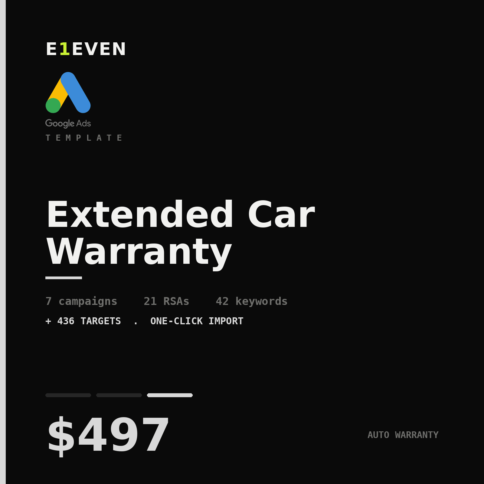 Extended Car Warranty Google Ads Template - $497