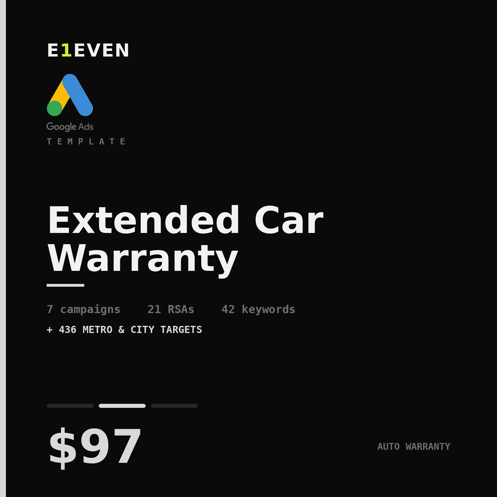 Extended Car Warranty Google Ads Template - $97