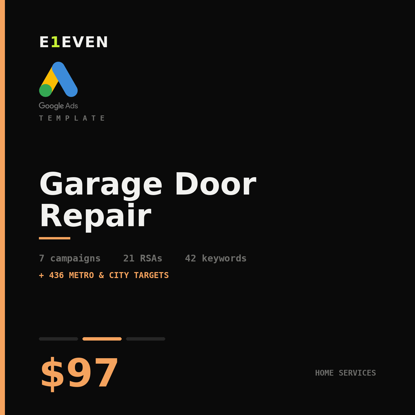 Garage Door Repair Google Ads Template - $97