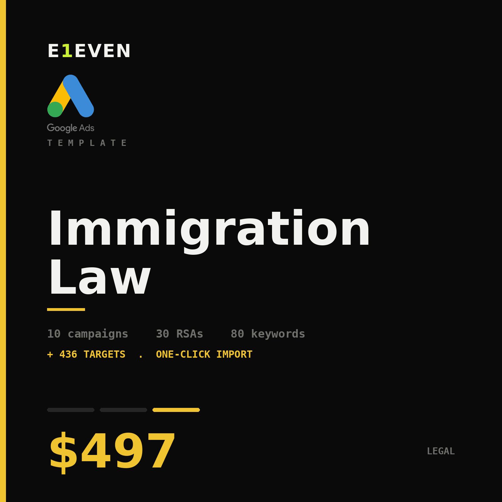Immigration Law Google Ads Template - $497