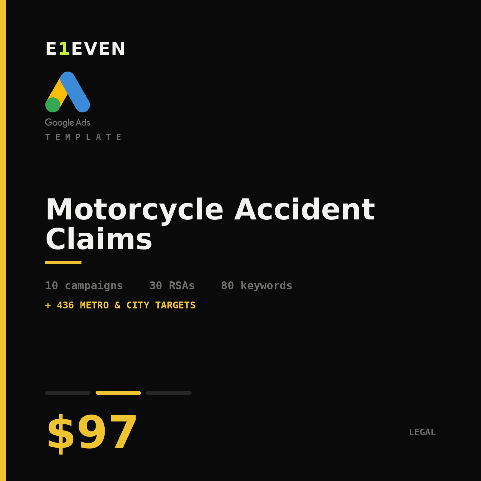Motorcycle Accident Claims Google Ads Template - $97