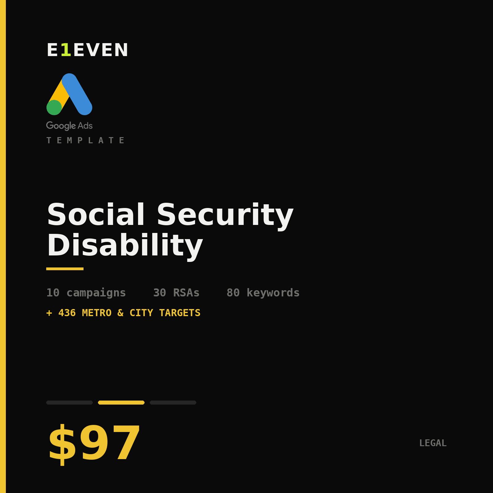 Social Security Disability Google Ads Template - $97