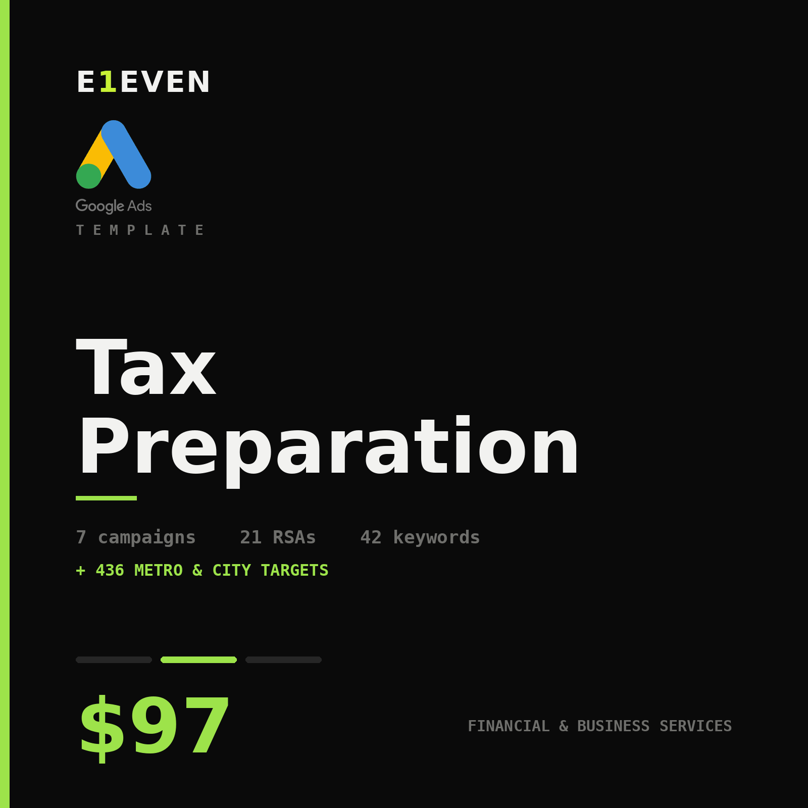 Tax Preparation Google Ads Template - $97
